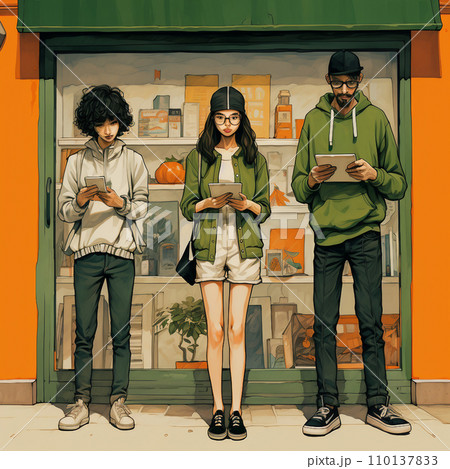 旅行ガイドを読む外国人観光客 110137833