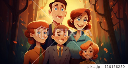 AI-generated content. Happy family concept, a group of one or more parents and their children living together as a unit 110138280