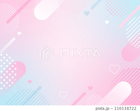 バレンタイン　ハート　ピンクと水色　ポップ 　グラデーション背景	 110138722
