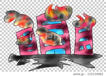 地震襲擊建築物後發生大火 地震襲擊建築物後發生大火 110138962