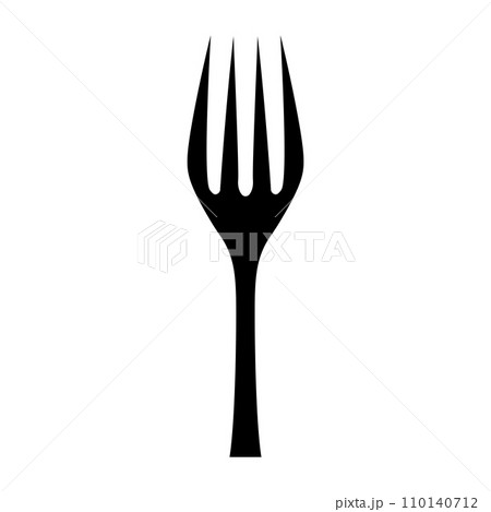 Fork black vector icon on white backgroundのイラスト素材 [110140712] - PIXTA