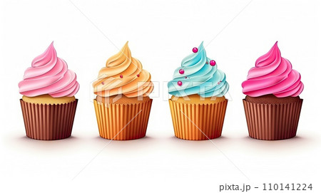 Tasty colorful cupcakes on white background Tasty colorful cupcakes on white background 110141224