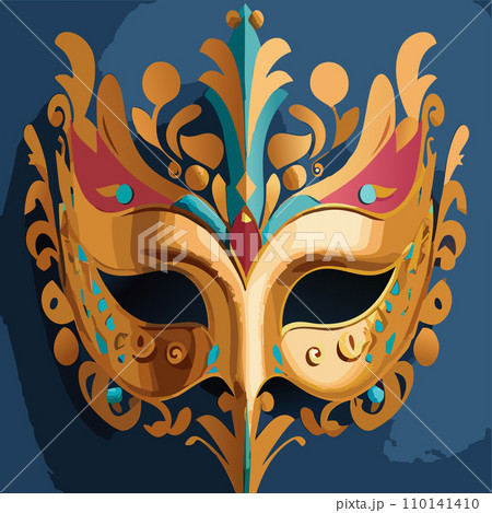Carnival. Carnival mask. Design for poster. 2024. February 8. Colorful birthday or carnival background. Venetian carnival mask. Background. 110141410