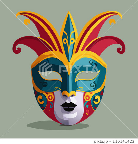 Carnival. Carnival mask. Design for poster. 2024. February 8. Colorful birthday or carnival background. Venetian carnival mask. Background. 110141422