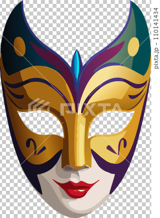 Carnival. Carnival mask. Design for poster. 2024. February 8. Colorful birthday or carnival background. Venetian carnival mask. Background. 110141434