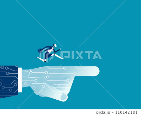 AI pointing to success. Artificial intelligence business vector illustration AI pointing to success. Artificial intelligence business vector illustration 110142181