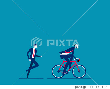 Robot and human competition. Artificial intelligence business vector illustration Robot and human competition. Artificial intelligence business vector illustration 110142182