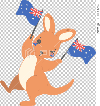 Australia day celebration with cute baby kangaroo cartoon 110143282