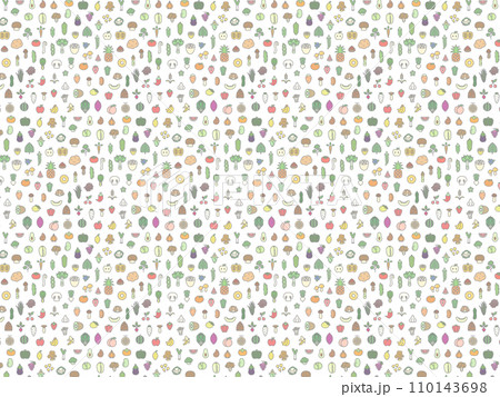 シンプルな野菜と果物とキノコの壁紙イラスト 110143698