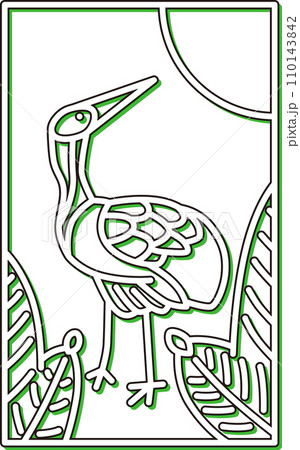 カラーシャドウシンプル花札 睦月 松 鶴 1月 松に鶴 カラーシャドウシンプル花札 睦月 松 鶴 1月 松に鶴 110143842