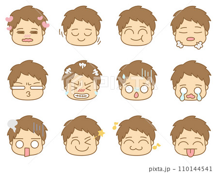 色々な表情の顔文字アイコン 男性2 色々な表情の顔文字アイコン 男性2 110144541