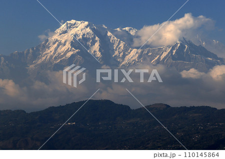 Annapurna South snow mountain in Nepal in day time 110145864