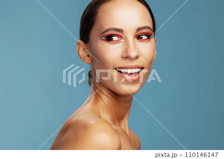 Woman make-up face portrait skin studio girl fashion beauty close-up smile model color Woman make-up face portrait skin studio girl fashion beauty close-up smile model color 110146147