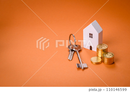A small wooden house and keys as an idea for investing in your own home 110146599
