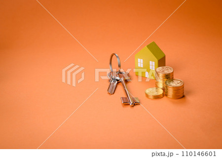A small wooden house and keys as an idea for investing in your own home 110146601