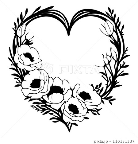 frame love wedding flowers illustration sketch hand draw frame love wedding flowers illustration sketch hand draw 110151337