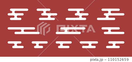 シンプルなエ霞・エ霞文のセット　ベクター　背景　素材　イラスト 110152659