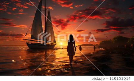 夕暮れの海辺 夕暮れの海辺 110153014