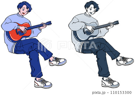 ギターを弾く男の子 110153300
