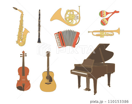 ピアノ　ギター　バイオリン　マラスカ　トランペット　サックス　アコーディオン　クラリネット　ホルン 110153386
