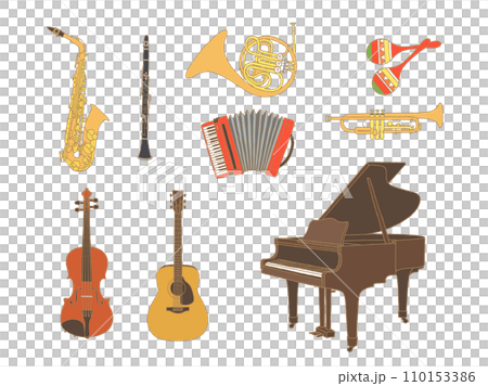 ピアノ　ギター　バイオリン　マラスカ　トランペット　サックス　アコーディオン　クラリネット　ホルン 110153386