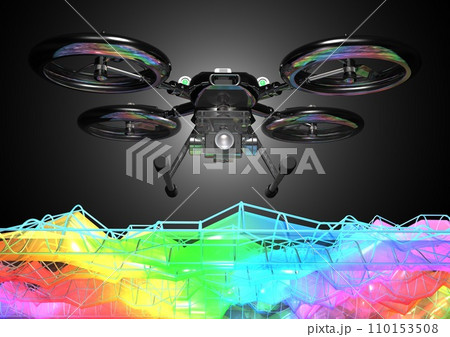 ドローン 解析 測量 データ収集 イメージ(3DCG) ドローン 解析 測量 データ収集 イメージ(3DCG) 110153508