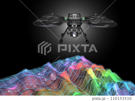 ドローン 解析 測量 データ収集 イメージ(3DCG) ドローン 解析 測量 データ収集 イメージ(3DCG) 110153510
