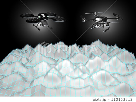 ドローン　解析　測量　データ収集　イメージ(3DCG) 110153512