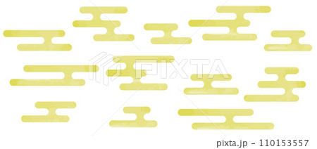 水彩のエ霞・エ霞文のセット　ベクター　背景　素材　イラスト 110153557