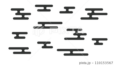 シンプルなエ霞・エ霞文のセット　ベクター　背景　素材　イラスト 110153567