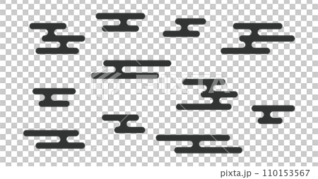 シンプルなエ霞・エ霞文のセット　ベクター　背景　素材　イラスト 110153567