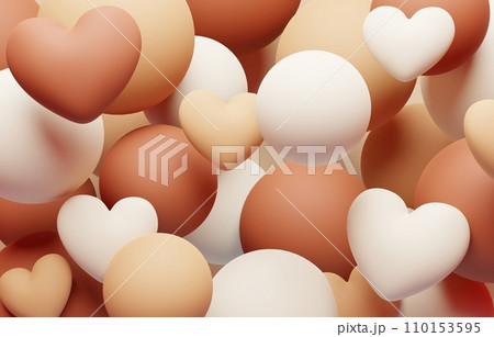 3D背景素材_ハート_茶色 3D背景素材_ハート_茶色 110153595