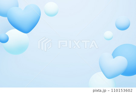3D背景素材_ハート_水色 3D背景素材_ハート_水色 110153602
