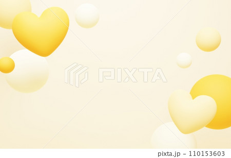 3D背景素材_ハート_黄色 3D背景素材_ハート_黄色 110153603