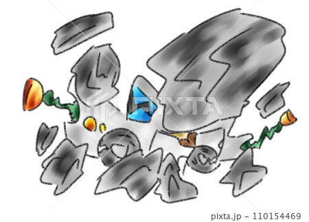 岩石に押しつぶされる車 岩石に押しつぶされる車 110154469