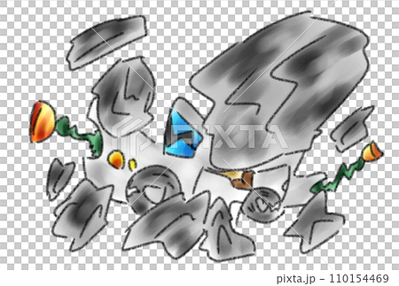 岩石に押しつぶされる車 岩石に押しつぶされる車 110154469