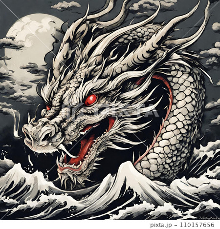 龍を襲う龍のイラスト素材 [110157656] - PIXTA