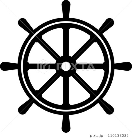 船舶の舵輪のアイコン、透明背景 110158083