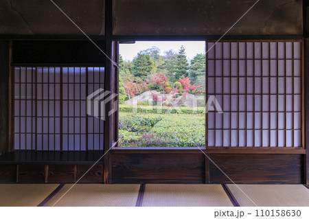 秋の紅葉に映える日本庭園 (京都 桂離宮) 秋の紅葉に映える日本庭園 (京都 桂離宮) 110158630