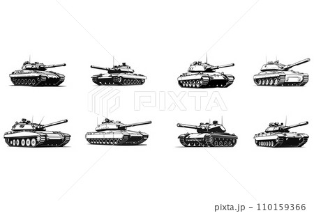 Army tank silhouette,Tank silhouette ,Tank icon vector illustration 110159366