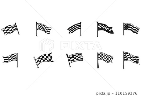 Racing flags illustration.vector black and white crossed racing checkered flags Racing flags illustration.vector black and white crossed racing checkered flags 110159376