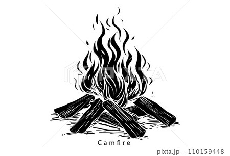 Camfire silhouette, camfire illustration, camfire vector 110159448