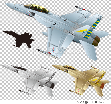 American fighter attack aircraft F/A-18F Super Hornet (color variation Vector illustration) American fighter attack aircraft F/A-18F Super Hornet (color variation Vector illustration) 110162200