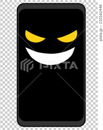 帶有可怕面孔的智慧型手機（智慧型手機霸凌的圖像、使用智慧型手機的詐欺等） 110162446