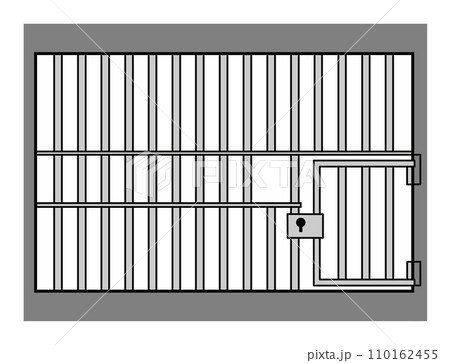鉄製で悪人や犯罪者を閉じ込める牢屋のイラスト 110162455