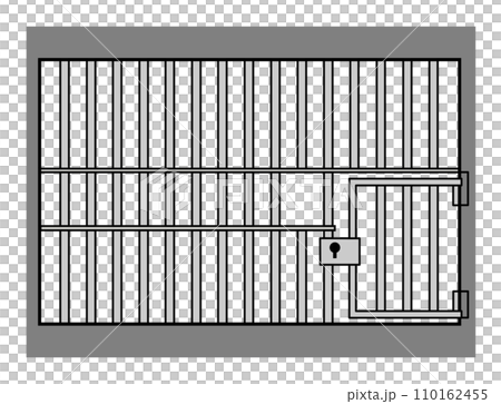 鉄製で悪人や犯罪者を閉じ込める牢屋のイラスト 110162455