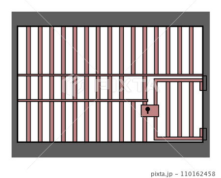 鉄製で悪人や犯罪者を閉じ込める牢屋のイラスト 110162458