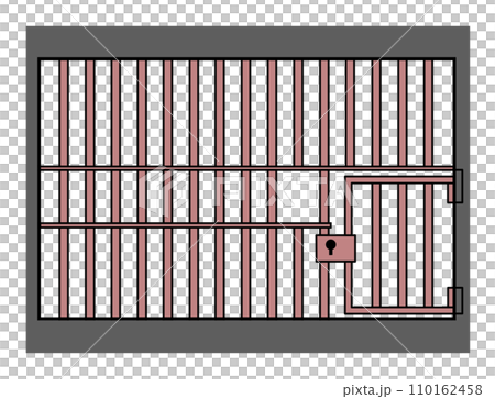 鉄製で悪人や犯罪者を閉じ込める牢屋のイラスト 110162458