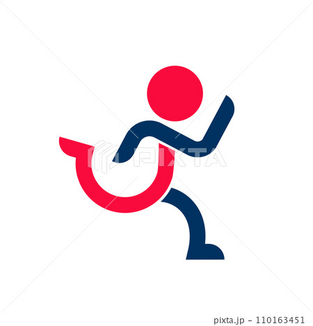 Running Man abstract Delivery Sport Fitness Logo design vector template ribbon geometric 110163451