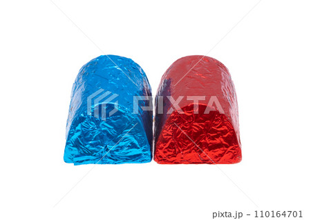 chocolate candies in foil isolated 110164701